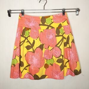 Trina Turk Floral Print Skirt Cotton Pleated A-Lline